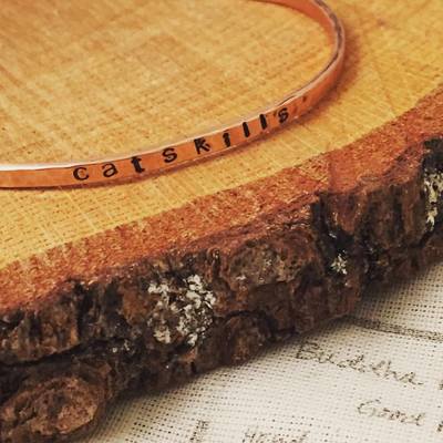 Hand Stamped Catskills Copper Bangle