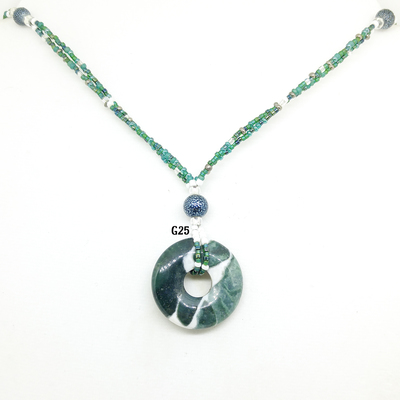 Green natural donut necklaces (2 styles) - Thumbnail 1