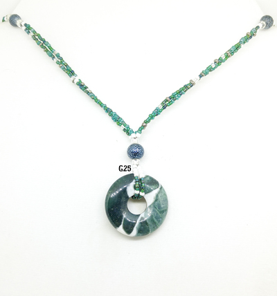 Green Natural Donut Necklaces (2 Styles)