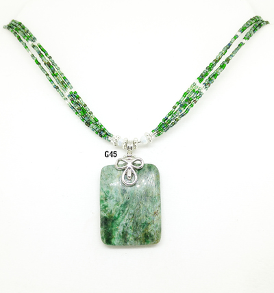Green Natural Stone Necklaces (4 Styles)