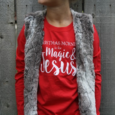 Christmas Mornings are for Magic & Jesus Toddler Long Sleeve Tshirt