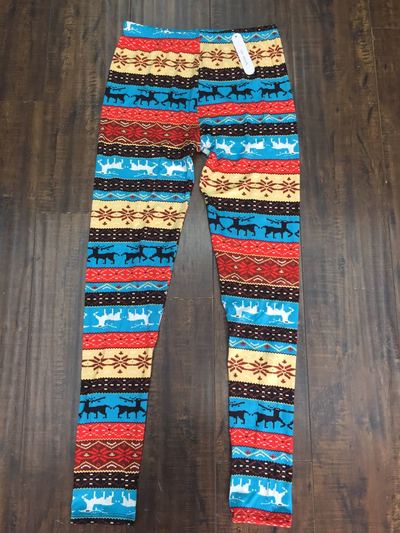 Blue Reindeer Leggings