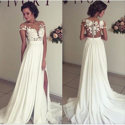Sexy see through prom dress,lace wedding dress, beach wedding gown, prom dresses 2017