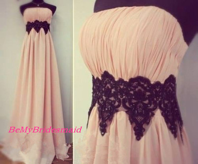 Elegant Chiffon Pink Scoop Long Prom Gowns, Pink Party Dresses, Evening Gowns