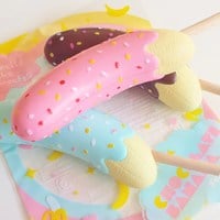 Original i-Bloom Chocolate Covered Banana Squishy On a Stick Charm ibloom - Thumbnail 2