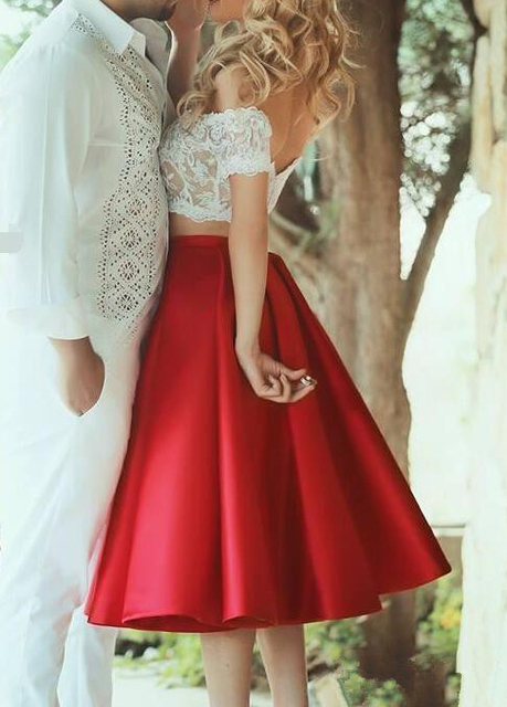 A-line prom dress, off-shoulder homecoming dress, cute prom dress, satin and lace homecoming dress,short prom dress, BDS00006