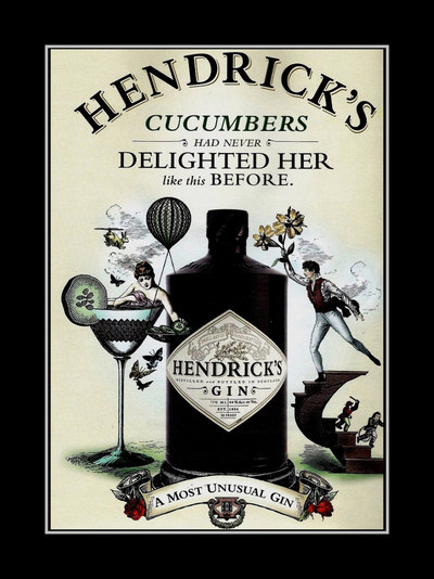 Hendricks Unusual Gin Wall Art Cucumber Delight Hendricks Poster Home Bar Wall Decor Cucumbers Never Delighted Her