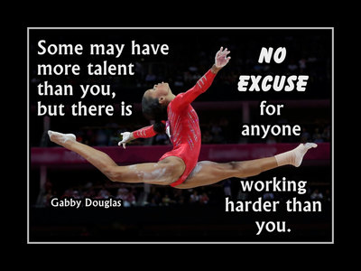 Inspirational Gabby Douglas Gymnastics Quote Poster Wall Art Gift Motivation - No Excuse