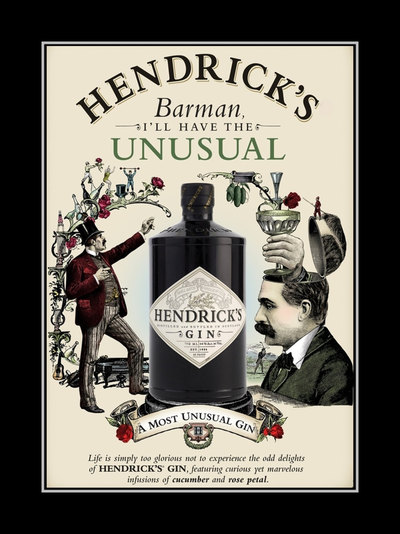 Hendricks Unusual Gin Poster BARMAN Martini Cocktail Bar Decor Housewarming Gift For Husband Wife