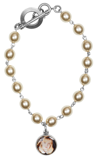 Pearl Bracelet with Heirloom Portrait Charm