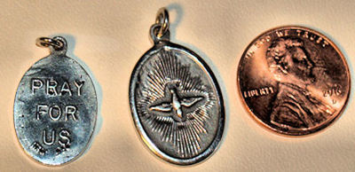 Sterling Silver Vintage Espiritu Santo Spirit Saint Charm Pendant Medal