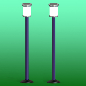 Solar-powered garden lamp with break-in alert barrier beams intrusion detector