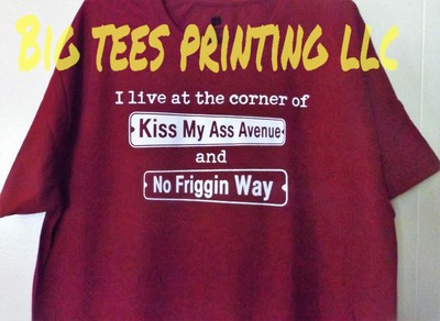 Maroon large humor cotton t-shirt I live at the corner of custom made tee