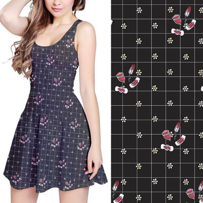 Charcoal Period Print Dress