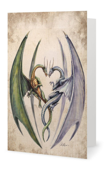 Entwined Dragons Set of 10 5x7 folded cards valentines love