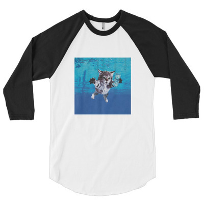 Unisex "Nirvana Cat" 3/4 Sleeve Raglan Shirt (Non-Organic)