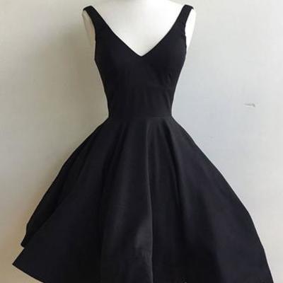 Simple black v-neck short homecoming dress ,cheap prom dress - Thumbnail 5