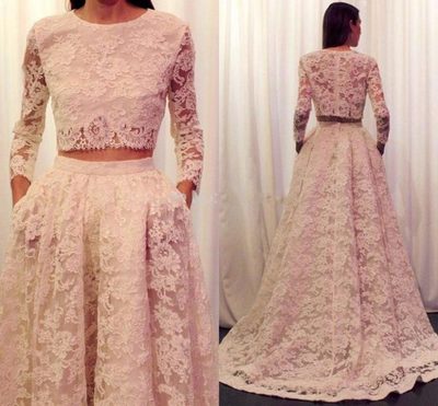 Two Pieces Lace Charming prom dress, sexy prom dress,Charming prom dress, long prom dress,prom dresses, elegant prom dress, prom dress Z22