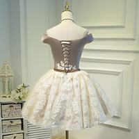 Charming A-line off shoulder lace short prom dress,homecoming dress - Thumbnail 3