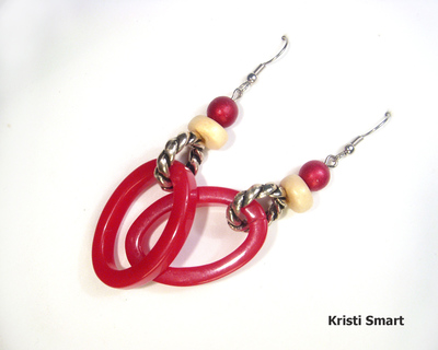 modernist red chunky earrings