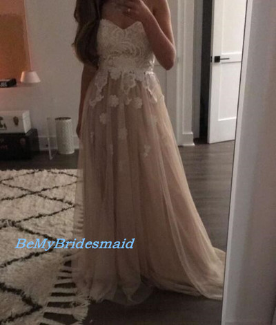 Charming Tulle and Lace Sweetheart Long Prom Dresses, Party Gowns, Tulle Formal Dress