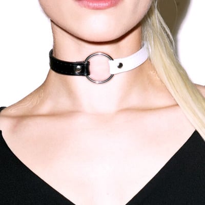Cyber goth black & white choker - Thumbnail 5