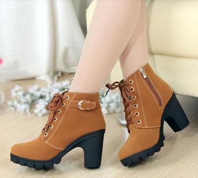 Fashion Lace Up Side Zipper Buckle Martin Boots