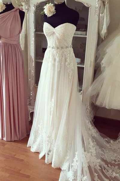 Sweetheart wedding dress, lace wedding dress, cheap wedding dress, cheap wedding gown, bridal wedding dress,W03