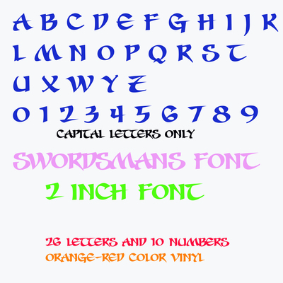 Swordmans vinyl font vinyl lettering outdoor 2 in letters price per letter handmade decal name decal