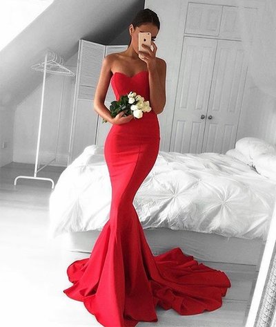 2017 prom dress, mermaid prom dress, red prom dress, sweetheart sexy prom dress, BD146081