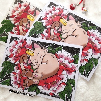Meowth Peony - Prints