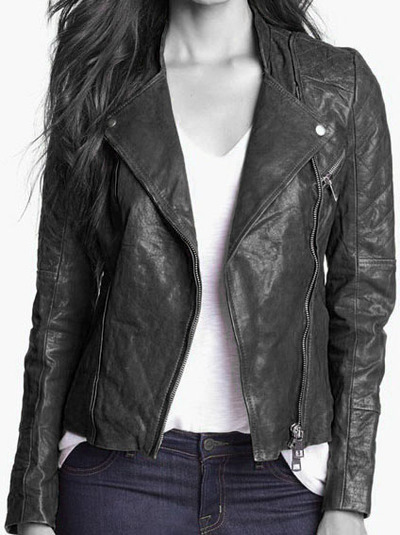 Women Elegant Black Leather Jacket, women biker Fashion Leather Jacket