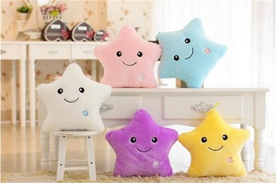 Plush Colorful LED Light Star Shape Throw Pillow