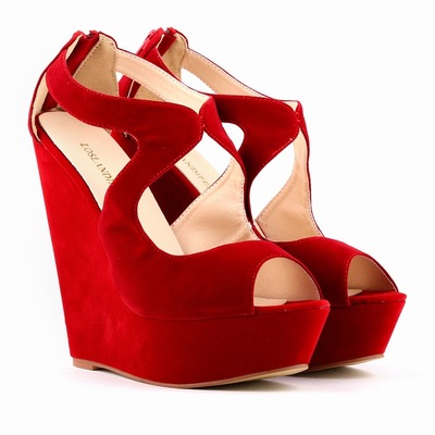 Suede Peep-Toe High Wedges Club Sandals