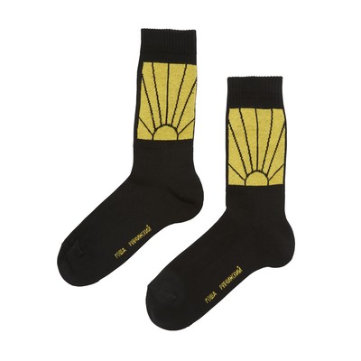 Gosha rubchinskiy sunrise logo cotton socks black/yellow - Thumbnail 3