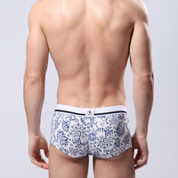 Men's sexy underwear cotton U bag porcelain pattern boxer briefs underpants panties cuecas - Thumbnail 2