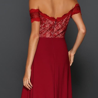 Long A-line Off Shoulder Sleeves Burgundy Bridesmaid Dress,Sexy Slit Burgundy Prom Dress - Thumbnail 4