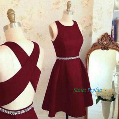 Knee Length Burgundy Homecoming Dress,Short Burgundy Party Dress