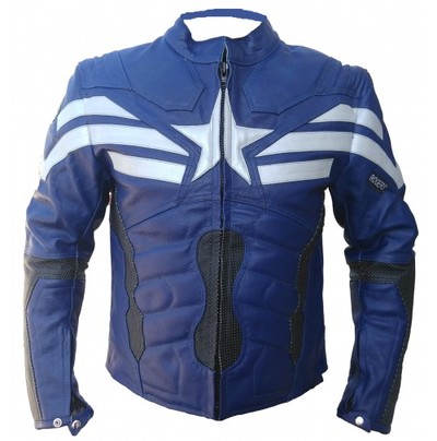 CAPTAIN AMERICA SILVER STAR CLIBRITY LEATHER JACKET