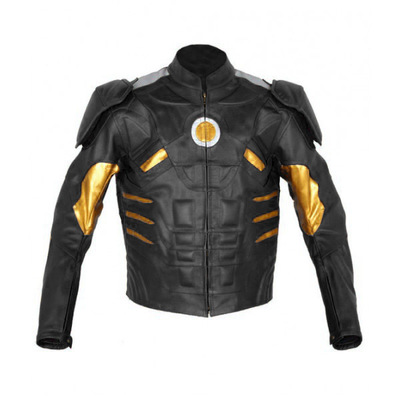 Iron Man Black Original Leather Motorbike Jacket, Celebrity Leather Jacket