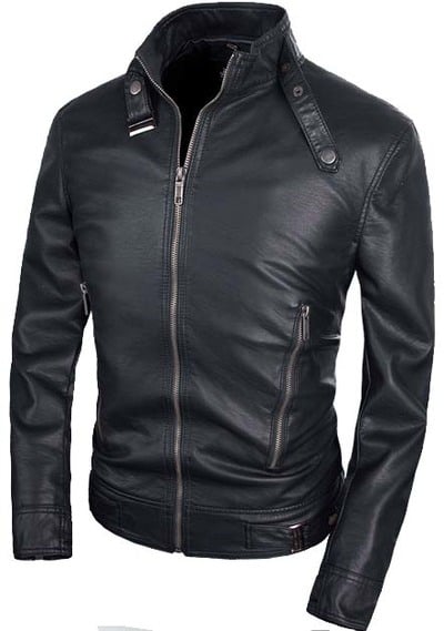 Men Slimfit Black Leather jacket, Black Leather Jacket