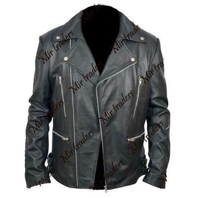 Men Black Brando Leather Jacket,Black Biker Leather Jacket