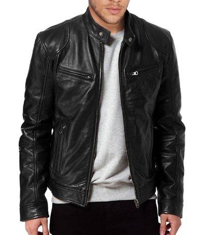 Men's SWORD Black Genuine Lambskin Leather Biker Jacket, Mens Leather Fashion jacket