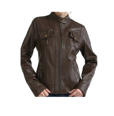 WOMEN BROWN FRONT FLAP FASHION JACKET FOR WOMEN