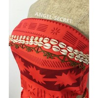 P400 moana costume movie cosplay princess SHELLS corset skirt belt custom made - Thumbnail 3