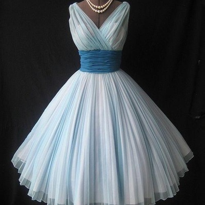 Simple v neck tulle short prom dress, evening dresses - Thumbnail 3
