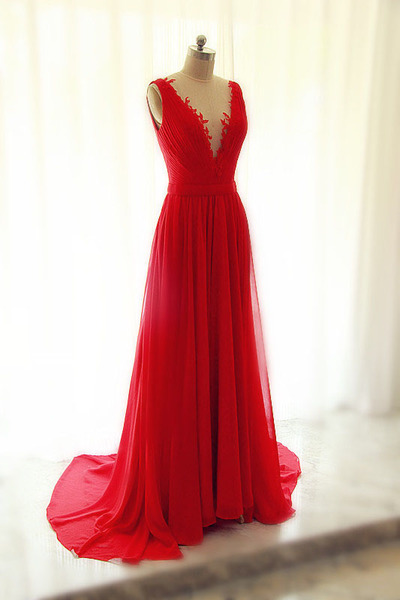 A line Sexy Red Prom Dress,Sexy Open Back Party Dress