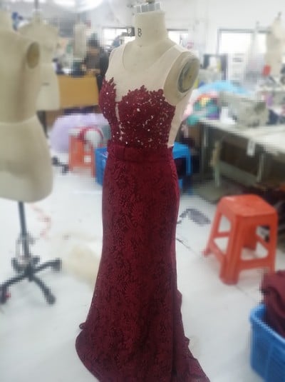 Sexy Burgundy Prom Dress,Mermaid Lace Evening Dress,Sexy Open Back Mermaid Burgundy Lace Graduation Dress