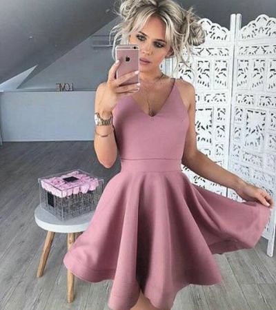 Cute v neck short prom dress,homecoming dresses