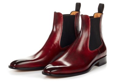 OXBLOOD MEN HAND MADE CHELSEA LEATHER BOOTS MAROON SHOES